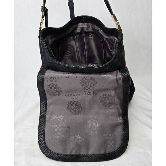 Vince Camuto Shoulder Bag Black Exotic Leather - Picture 5 of 16